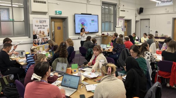 Trainee teachers taking part in a centre-based training session at Five Counties SCITT.